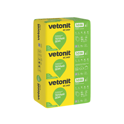 Минеральный кварцевый утеплитель Vetonit (Изовер) Теплый Дом-Плита 1170х610 50мм